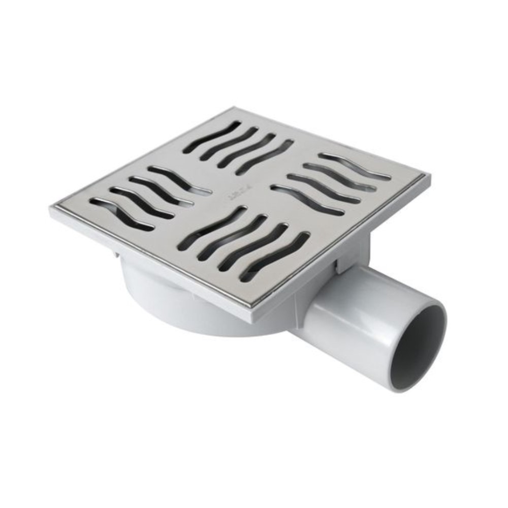 Chiusino Sifonato Ad Angolo PVC 200x200mm Grigio - Scarico Acque Piovane Per Tubi 80-110mm - Foto 5