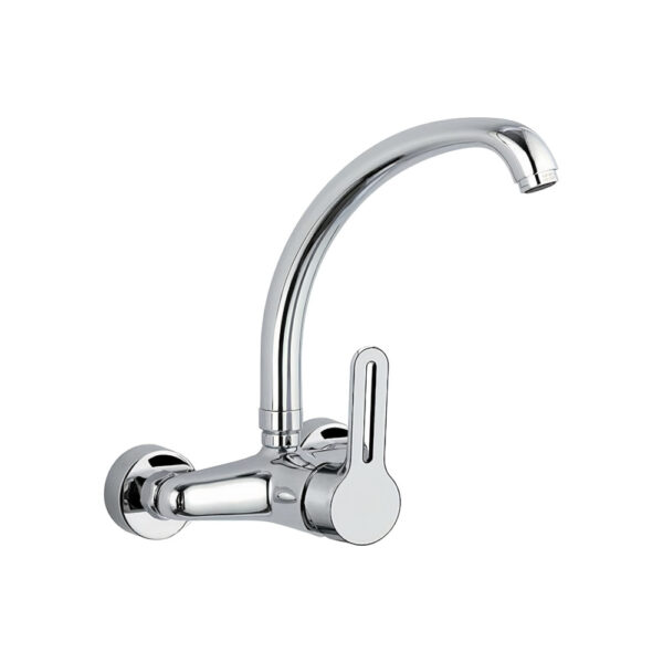 miscelatore lavello cromato a muro con leva frontale smart daniel