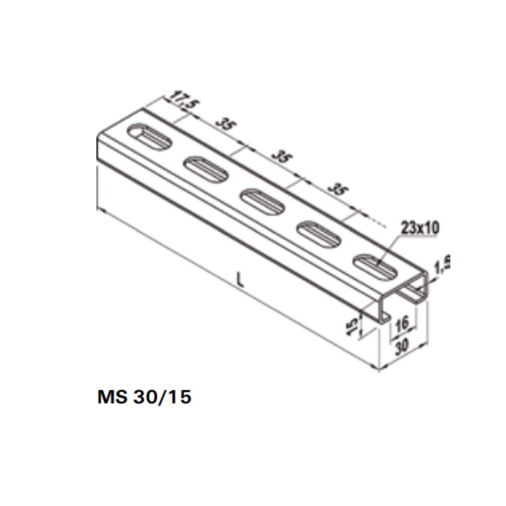 Profilo di montaggio MS 30/15 Fischer Profilo di montaggio MS 30/15 Fischer - immagine 2