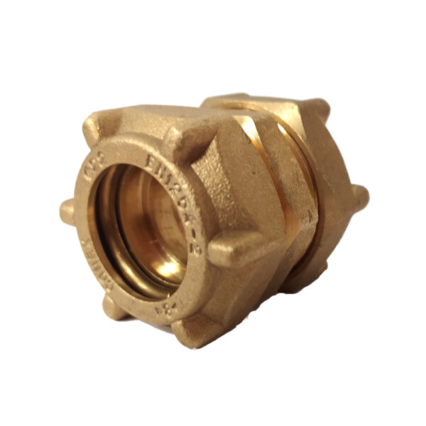 Raccordo doppio a stringere per tubo in rame FF 15 - 15mm