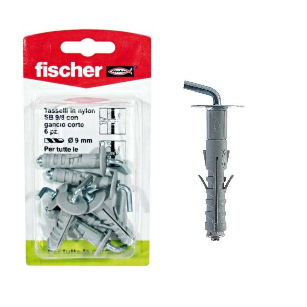 Tasselli ad espansione SB 9/8 K con gancio a “L” corto Fischer Tasselli ad espansione SB 9/8 K con gancio a "L" corto Fischer