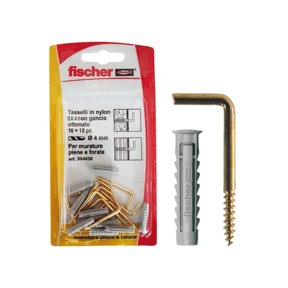Tasselli in nylon con gancio ottonato SX Ø 4 G K Fischer Tasselli in nylon con gancio ottonato SX Ø 4 G K Fischer