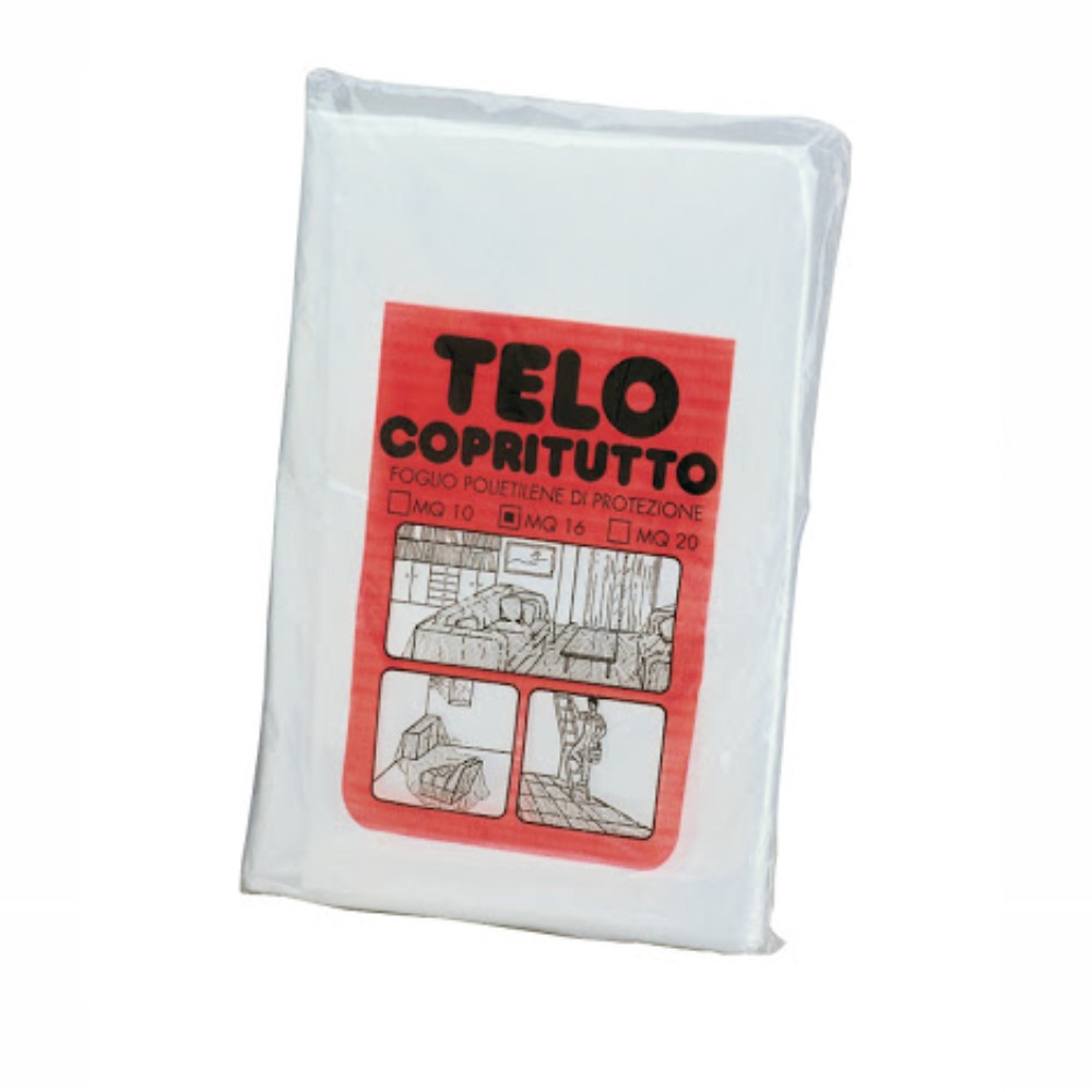 Telo copritutto protettivo in plastica 4x4mt 200gr Telo copritutto protettivo in plastica 4x4mt 200gr
