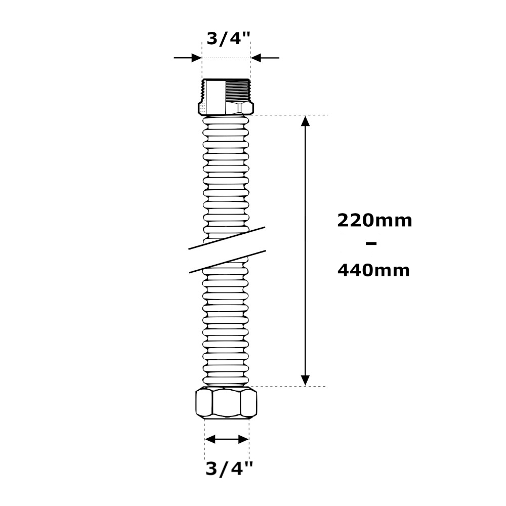 Tubo Flessibile Inox MF 3/4″ 220-440mm PSP Tubo Flessibile Inox MF 3/4" 220-440mm PSP