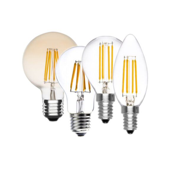Set lampadine LED E14 E27 a filamento bianco caldo