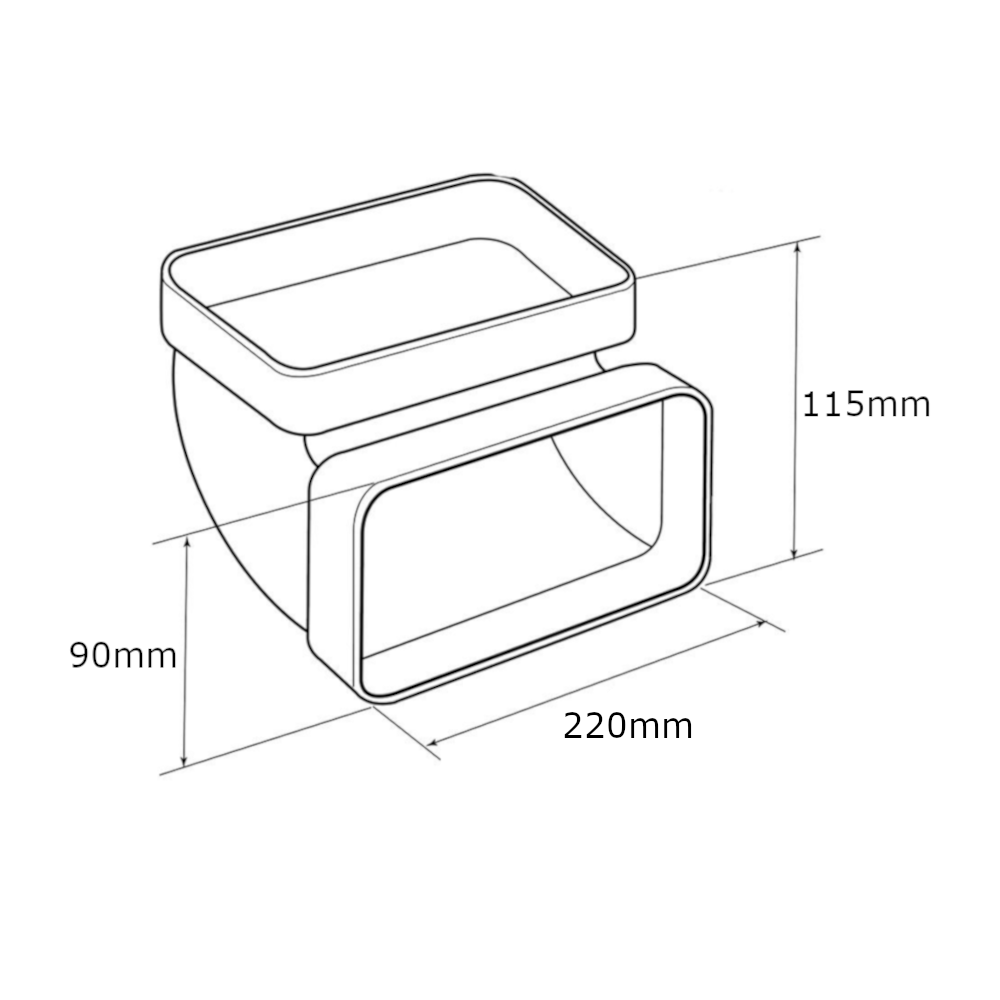 Curva Verticale Per Tubo Rettangolare 220x90mm Curva Verticale Per Tubo rettangolare