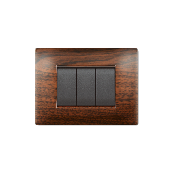 Placca 3 moduli Legno scuro