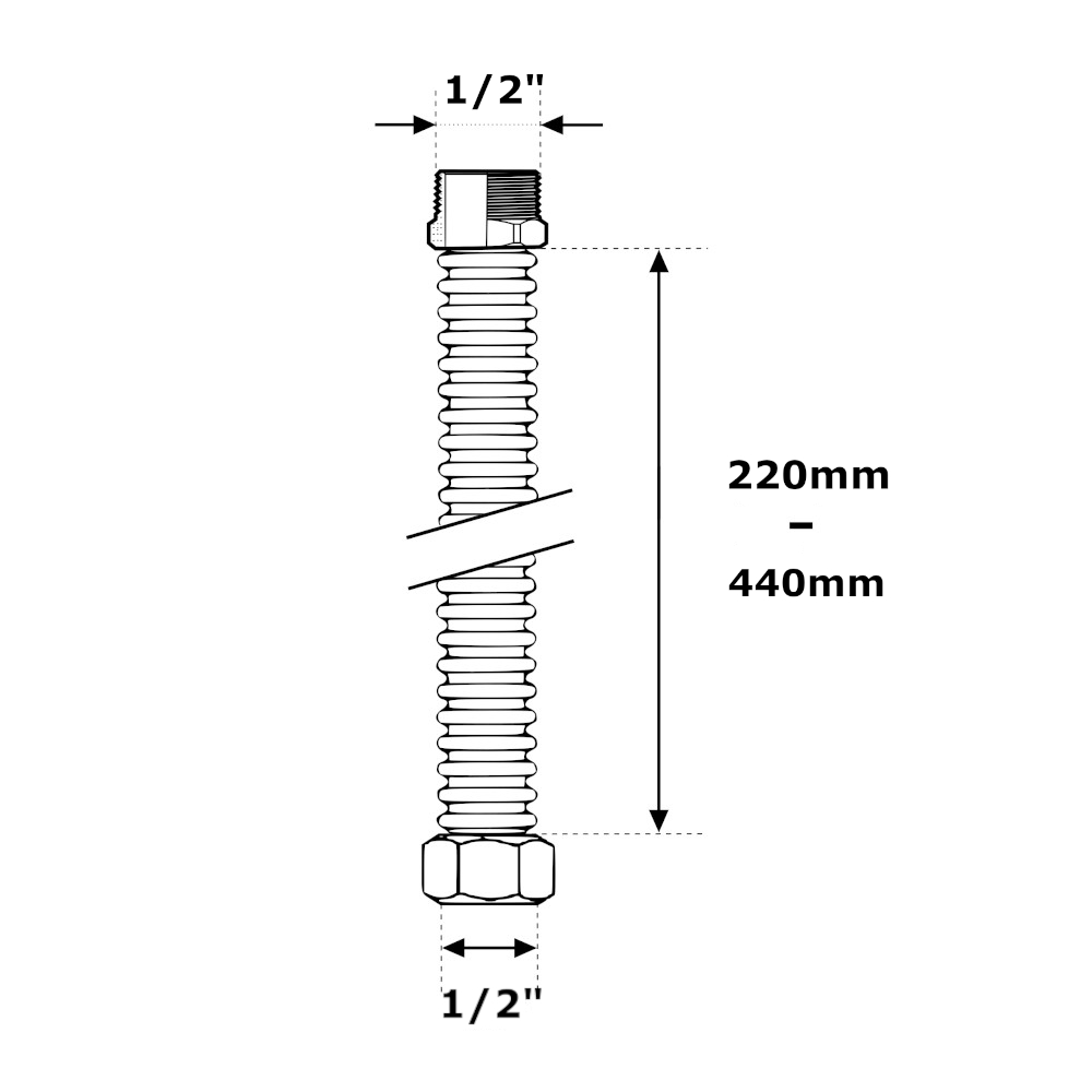 Tubo Flessibile Inox Rivestito MF 1/2″ 220-440mm PSP Tubo Flessibile Inox Rivestito MF 1/2" 220-440mm PSP