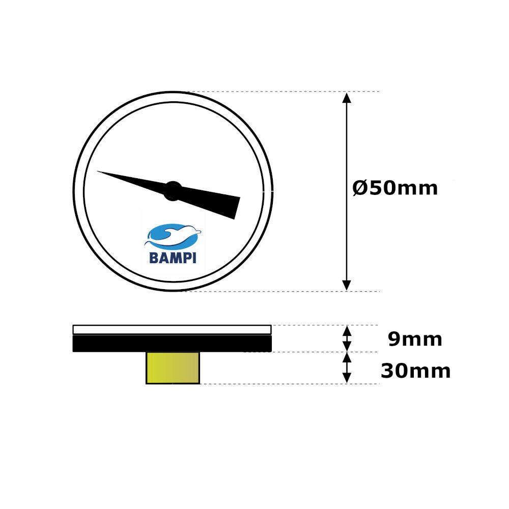 Termometro Bimetallico DN 50 per comando miscelato Bampi Termometro Bimetallico DN 50 per comando miscelato Bampi - immagine 2