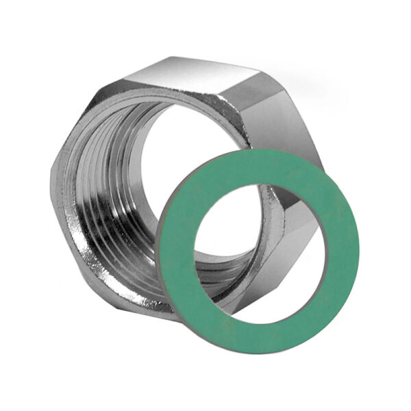 Dado ottone nichelato per tubo fleessibile acqua 34 Cona