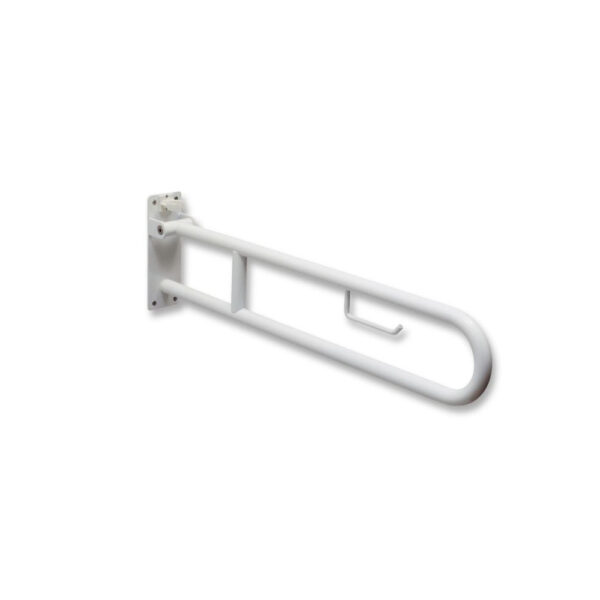 Barra di sostegno a parete ribaltabile con porta carta igienica 60cm