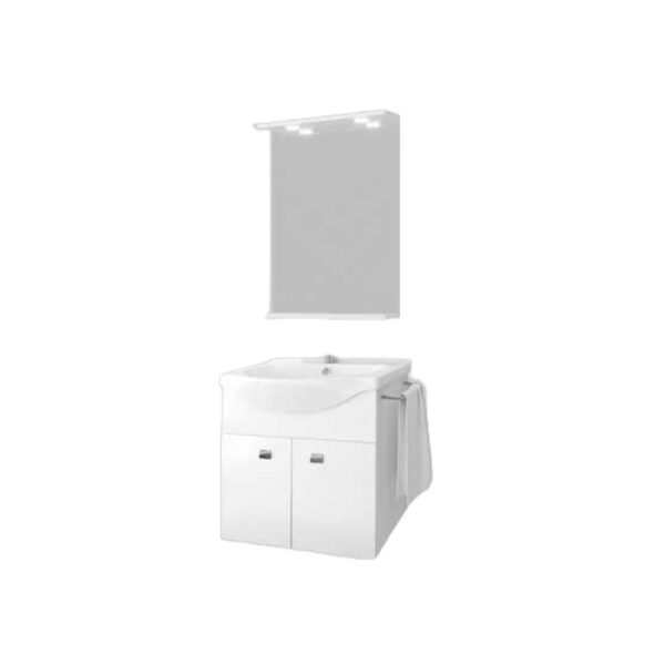 Mobile sospeso Emma con specchiera e lavabo 55cm