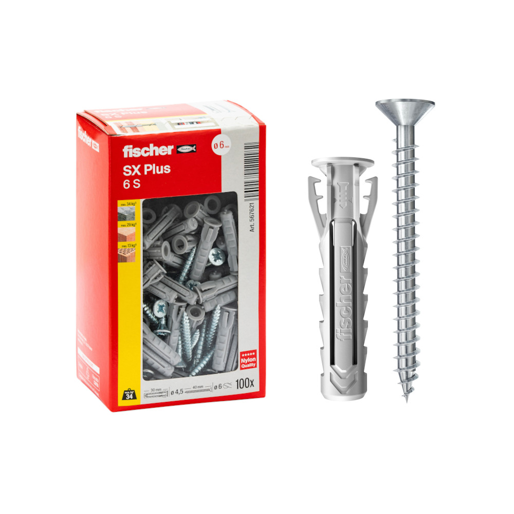 Tasselli Con Viti Truciolari SX Plus 6 S Fischer Tasselli Con Viti Truciolari SX Plus 30 S Fischer