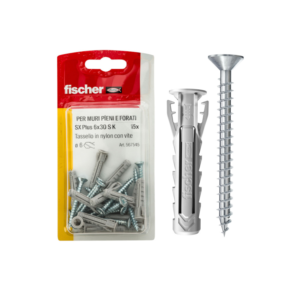 Tasselli Con Viti Truciolari SX Plus S 6×30 Fischer Tasselli Con Viti Truciolari SX Plus S 6x30 Fischer