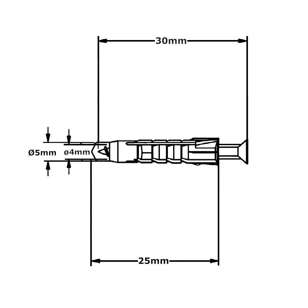 Tasselli In Nylon UV Con Viti 5x25mm Fischer Tasselli In Nylon UV Con Viti 5x25mm Fischer Misure