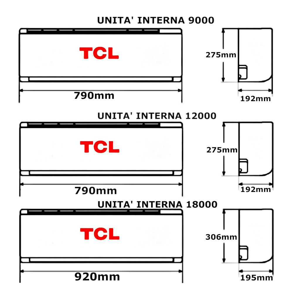 Condizionatore Trial 18000+12000+9000 BTU TCL BreezeIN P5 A++/A+ Condizionatore Trial 18000+12000+9000 BTU TCL 2
