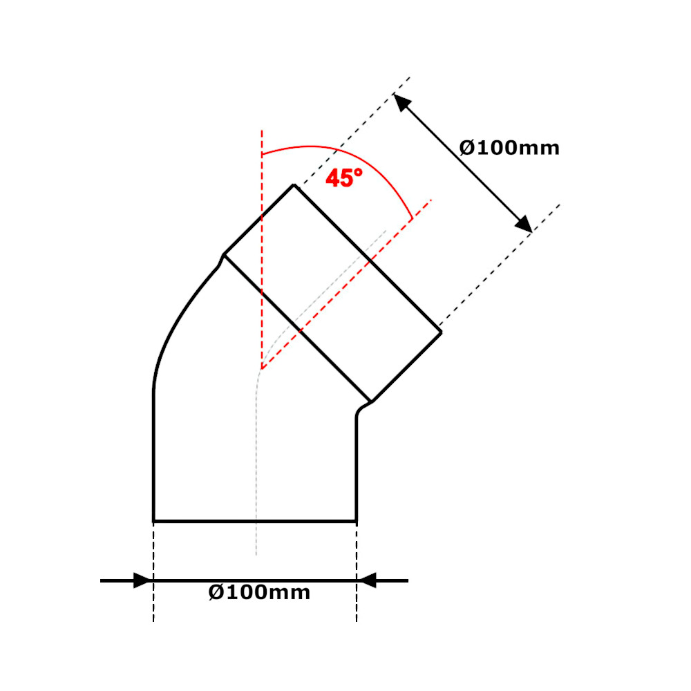 Curva tonda pluviale 45°MF Ø100mm bianca Curva tonda pluviale 45°MF Ø100mm bianca misure