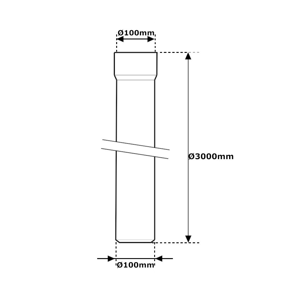Tubo Pluviale MF Ø100 da 3000mm Bianco Tubo Pluviale MF Ø100 da 3000mm Bianco Misure