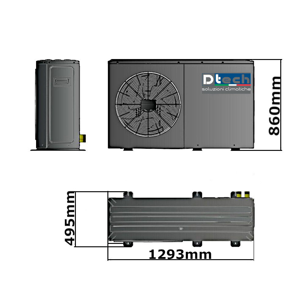 Pompa Di Calore R290 D-TECH 15kW 220V Pompa Di Calore R290 D-TECH 8kW 220V misure