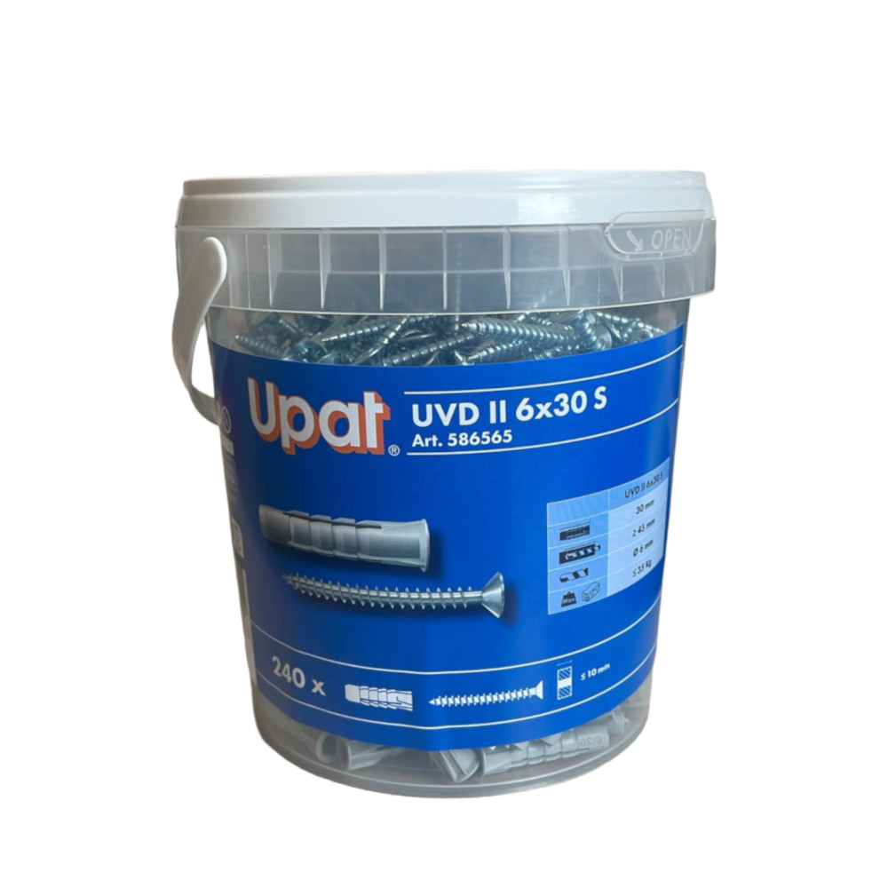 Tasselli con vite In Nylon Ø6x30mm 240pz Upat Tasselli In Nylon Con Viti Ø6x30mm 240pz Upat