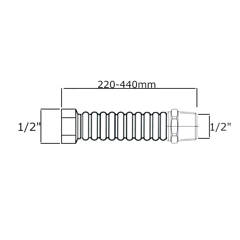 Tubo Flessibile Inox Rivestito MF1/2″ 220-440mm PSP Tubo Flessibile Inox Rivestito 220-440mm Misure