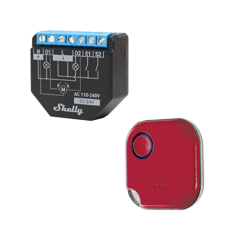 Shelly Plus 2PM + Shelly Blu Button Rosso Shelly Plus 2PM + Shelly Blu Button Rosso